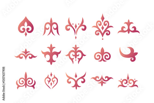Kyrgyz traditional ornaments collection. Vector illustration.