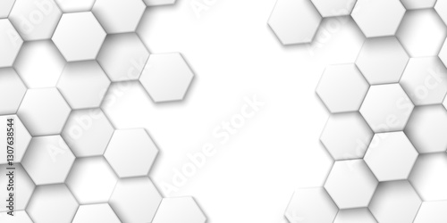Aesthetic Harmonies in the Digital Age: An In-Depth Exploration of 3D Hexagonal Grids Against a Backdrop of White and Gray Technological Landscapes