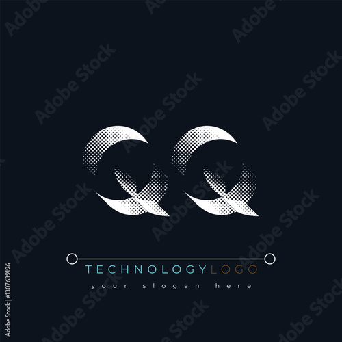 Q and Q logo design. QQ abstract technology logo. This logo design is the process of creating a visual symbol that represents a brand, company, or individual.
