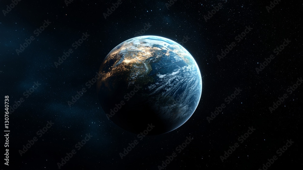 Obraz premium Planet Earth at Night: Stunning View of the Globe Illuminated from Space
