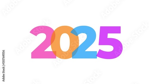 colourful 2025 animation video text on white background