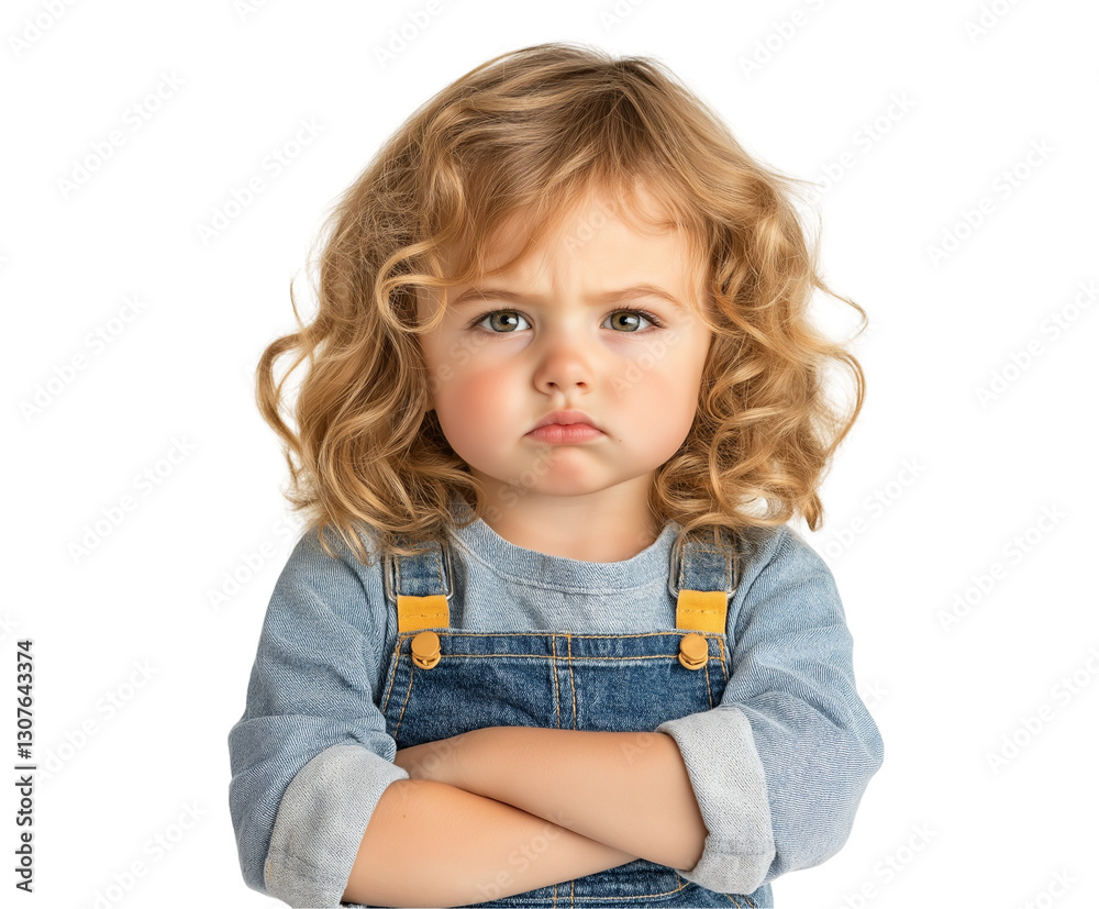 Adorable Toddler With Curly Blonde Hair Showing Pouty Expression: A Portrait Full Of Emotion Adorable Toddler With Curly Blonde Hair Showing Pouty Expression: A Portrait Full Of Emotion