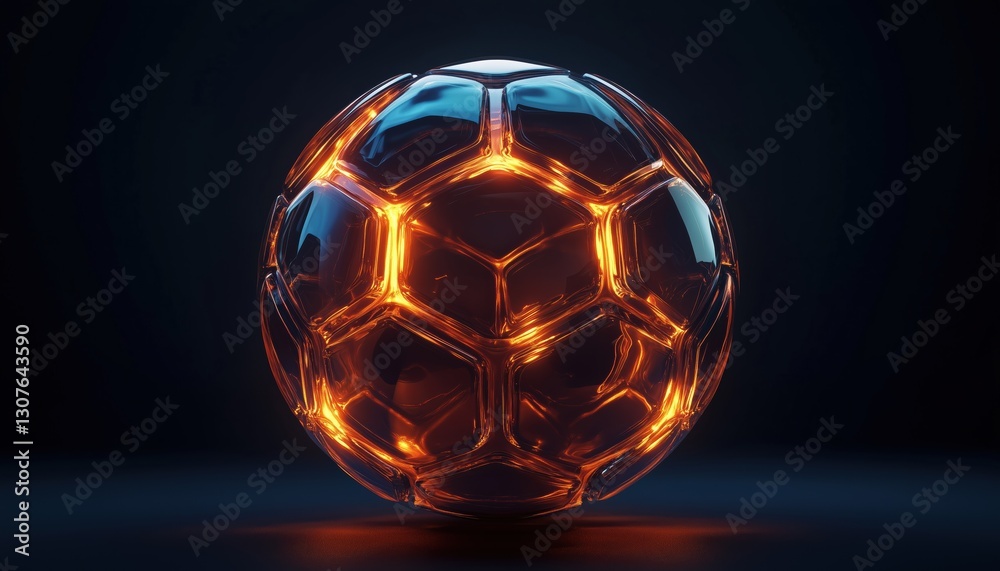 Fototapeta premium Premium Graphic Of A Soccer Ball Stylized In A Transparent Glowing Sphere, Showcasing Its Dynamic Design And Innovative Visual Appeal.