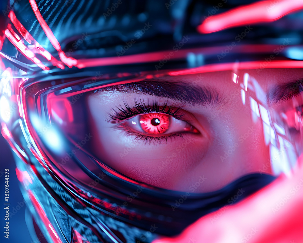 Cyberpunk Racer's Glowing Gaze Cyberpunk Racer's Glowing Gaze