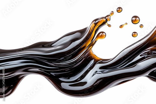 Dark liquid splash, dynamic flow, white background photo