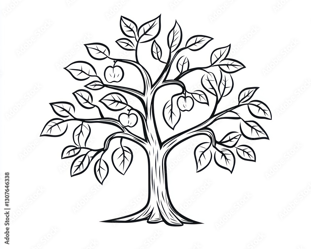 Obraz premium Simple Apple Tree Illustration (4)