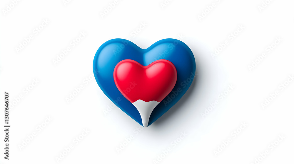 Red and Blue Heart Shapes on White Background Red and Blue Heart Shapes on White Background