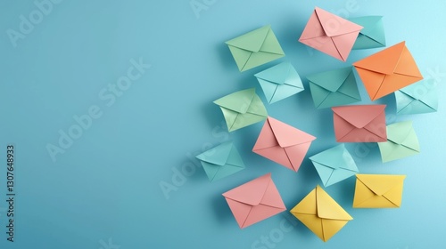 Automated marketing, emails dispatched automatically, illustration in flat design style
