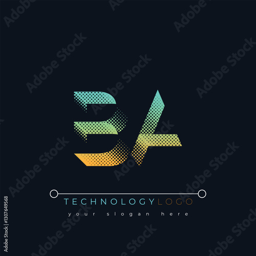 B and A logo design. BA abstract technology logo. This logo design is the process of creating a visual symbol that represents a brand, company, or individual.
