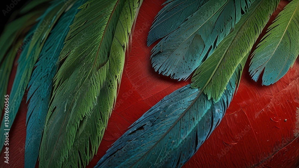 Obraz premium Green-winged Macaw feather