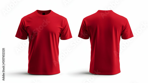 Red T-Shirt Mockup Front and Back View