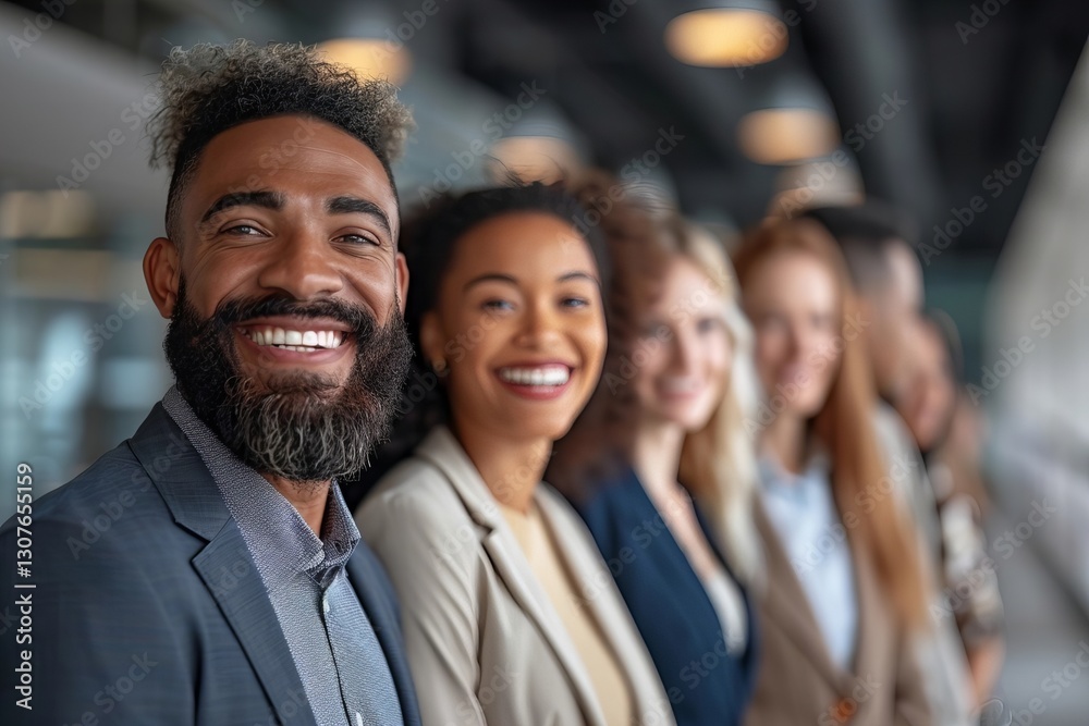 Cheerful Multiracial Business Team Posing Together Cheerful Multiracial Business Team Posing Together