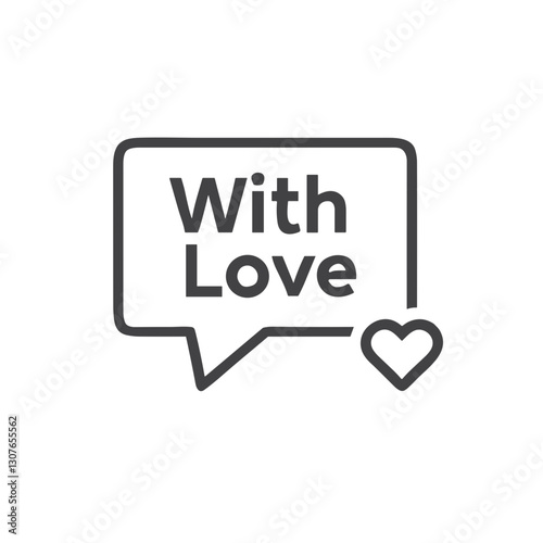 "With Love" Typography Icon for Romantic Messages, Gift Tags, Affectionate Communications and Heartfelt Digital Greetings