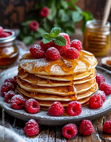 pancakes with raspberries