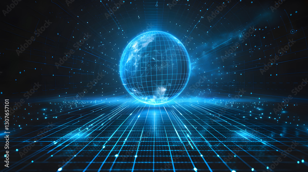 Fototapeta premium abstract technology background of digital internet and sphere