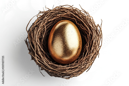  3D render of an Easter nest, carefully crafted from delicate straw and twigs