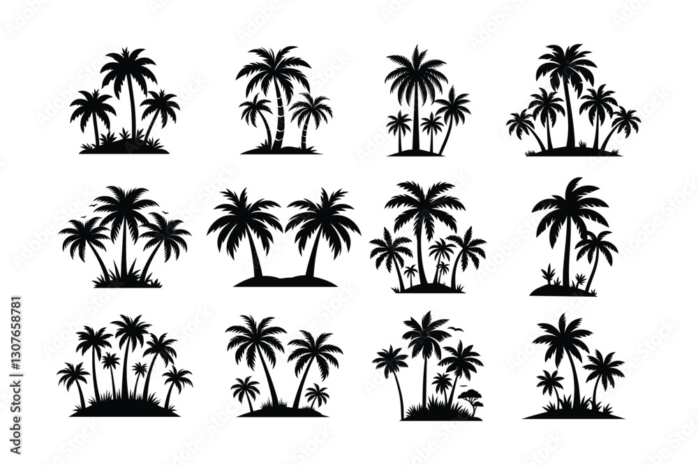 Fototapeta premium Palm tree bundle Vector illustration