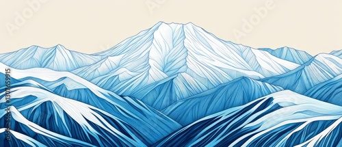 Wallpaper Mural Snowy Mountain Range Illustration Torontodigital.ca