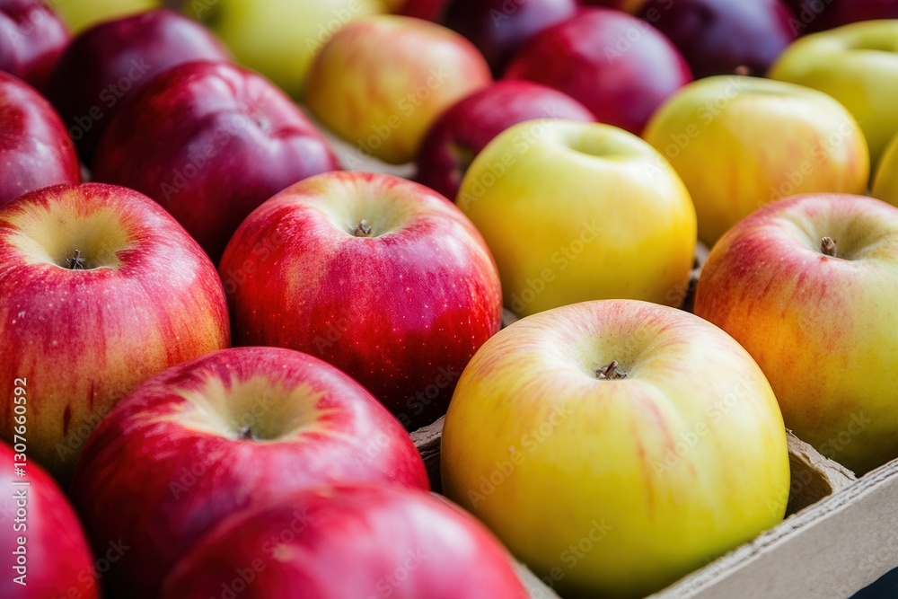 Fresh apples displayed for sale at a local market during autumn harvesting season Generative AI Fresh apples displayed for sale at a local market during autumn harvesting season Generative AI