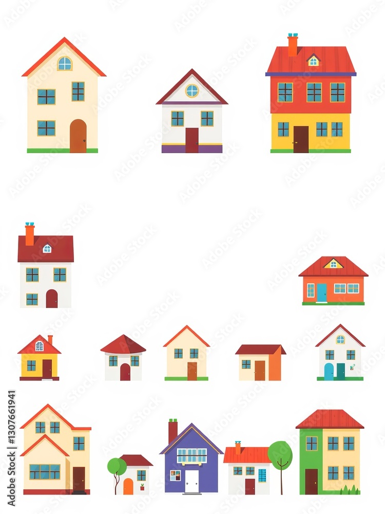 Charming Collection of Colorful Houses Showcasing Unique Architectural Styles in a Vibrant Neighborhood Charming Collection of Colorful Houses Showcasing Unique Architectural Styles in a Vibrant Neighborhood