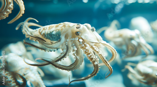 squid swims in the water photo