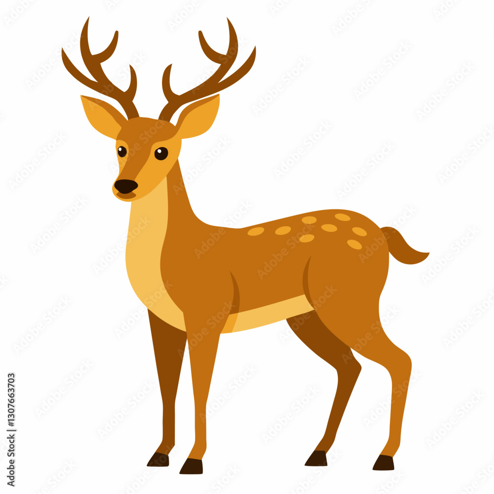 Cartoon cute deer. Suitable for children's books, sticker,mascot, logo.Vector illustration on white background Cartoon cute deer. Suitable for children's books, sticker,mascot, logo.Vector illustration on white background