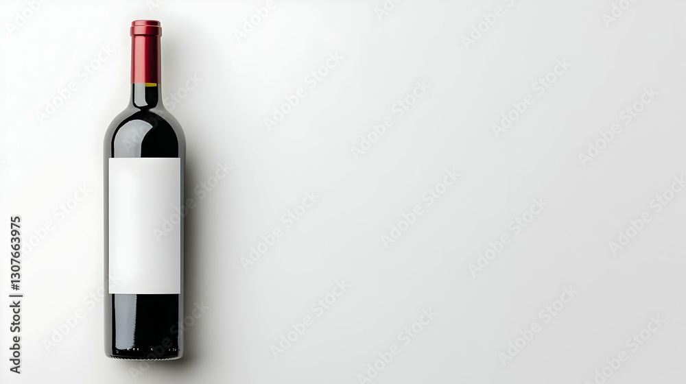 Elegant Red Wine Bottle with Blank Label on Minimalist Background Elegant Red Wine Bottle with Blank Label on Minimalist Background