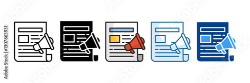 Newspaper Icon Set Multiple Style Collection
