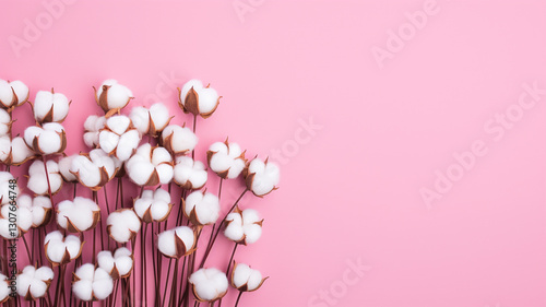 spring background with pink tulips on pink background. top view. copy space. flat lay, overhead, banner. greeting card