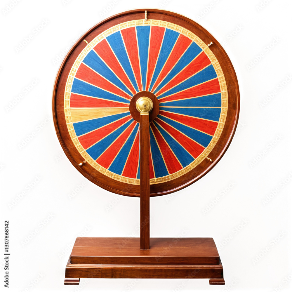 Obraz premium Fortune wheel on a wooden stand isolated on transparent background