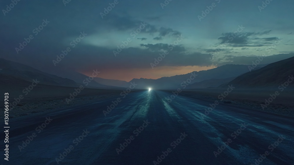 Naklejka premium Desert highway at dusk with no people or cars