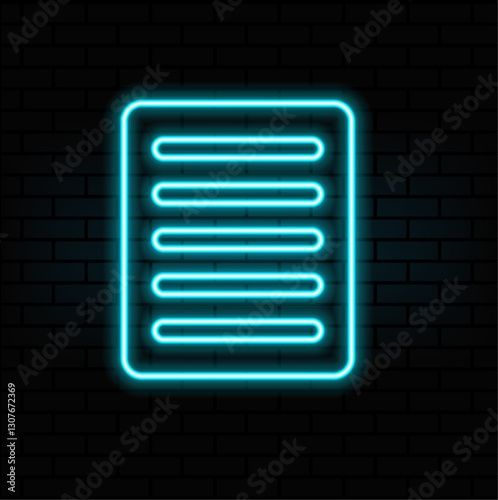 Glowing neon line Clipboard with checklist icon isolated on brick wall background. Control list symbol. Survey poll or questionnaire feedback form. Colorful outline concept. Vector.4