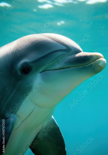 Close-up of dolphin in tranquil ocean water