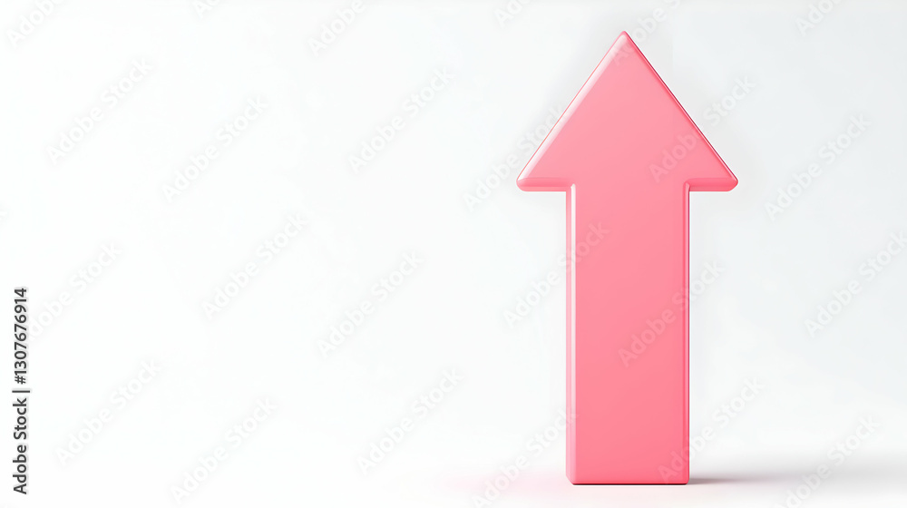 Pink Arrow Signifying Growth Direction on a Light Background Pink Arrow Signifying Growth Direction on a Light Background