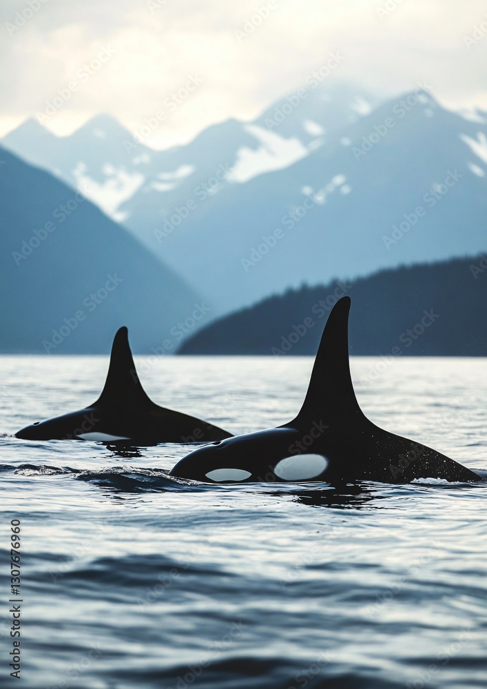 Fototapeta premium Killer whales in sea: A majestic sight