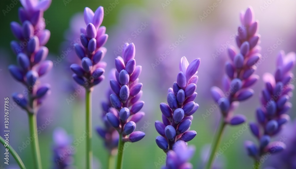 Close-up of delicate lavender petals with green stems, white, lavender, flowers Close-up of delicate lavender petals with green stems, white, lavender, flowers