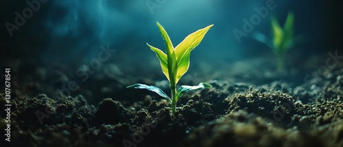 Maize seedling in agricultural garden