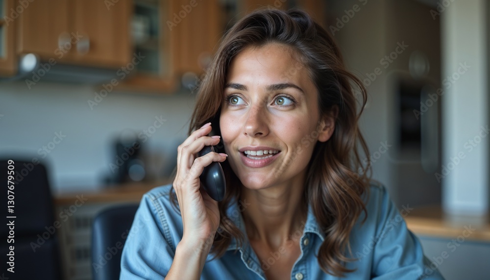 Person in home office speaking on phone to unemployment office with focused expression and soft lighting Person in home office speaking on phone to unemployment office with focused expression and soft lighting