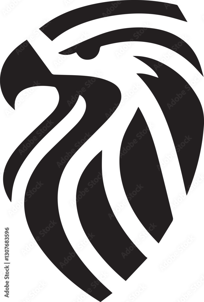 Tribal Eagle Head Vector Logo in Black and White