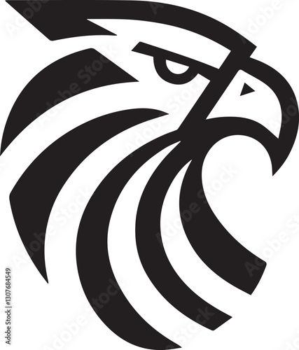 Tribal Eagle Head Vector Logo in Black and White