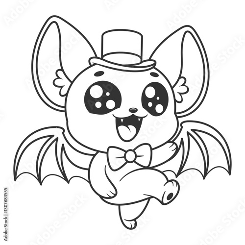Bats wearing hats and dancing, for coloring