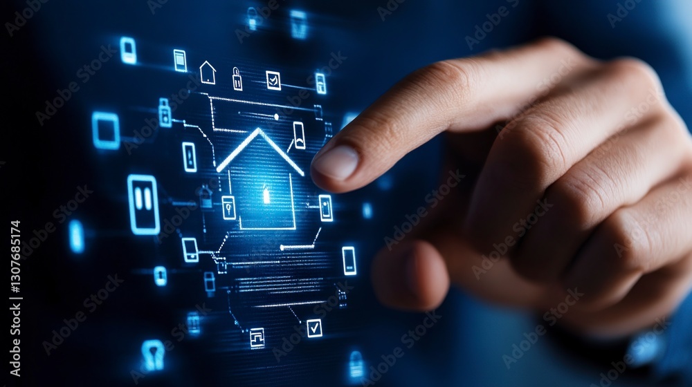 Hand Interacting with Smart Home Digital Interface Hand Interacting with Smart Home Digital Interface