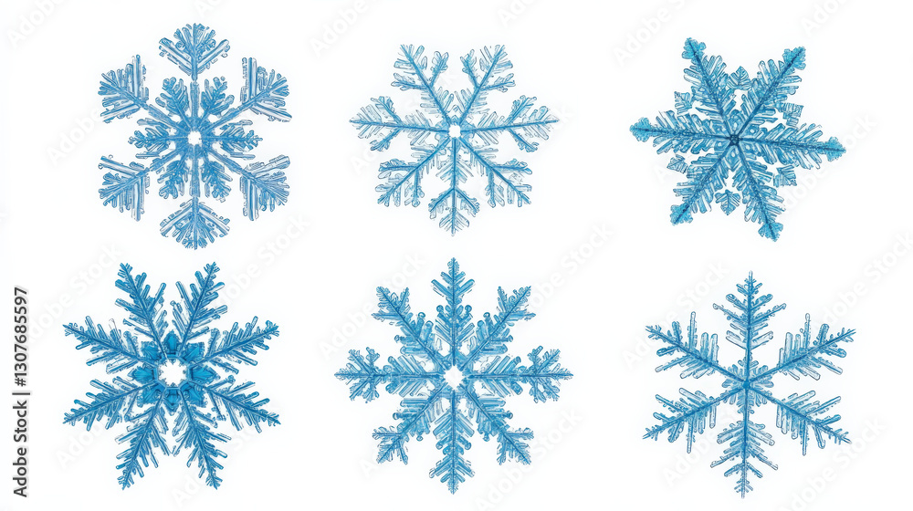 A collection of blue snowflakes A collection of blue snowflakes