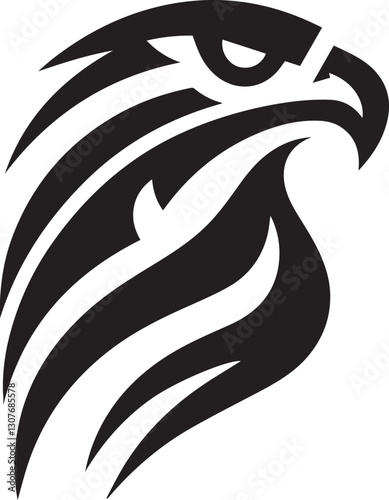 Tribal Eagle Head Vector Logo in Black and White