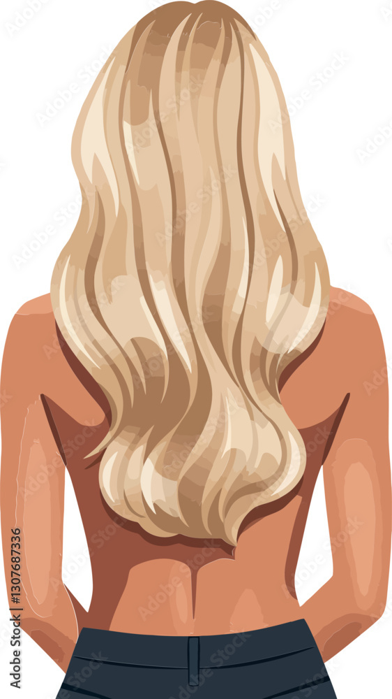 Naklejka premium Woman with long blonde hair wearing casual pants in a minimal, flat design vector art