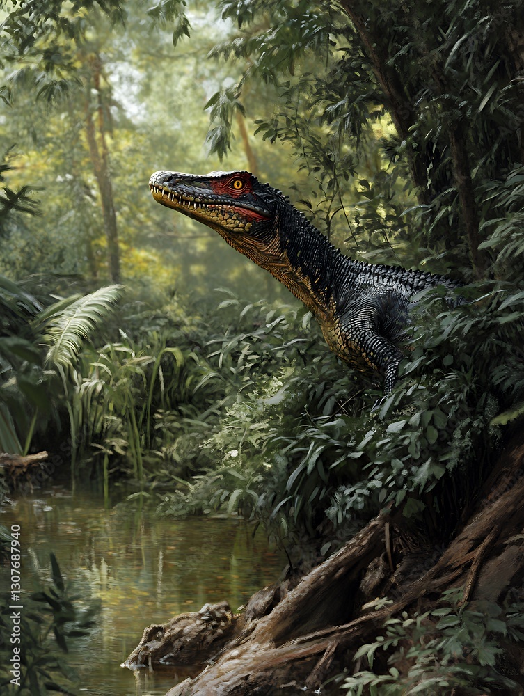 An Alioramus dinosaur detecting prey An Alioramus dinosaur detecting prey
