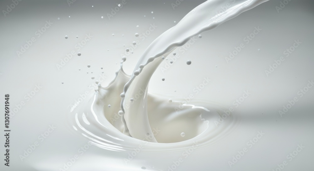 Splashing milk liquid in motion: creamy texture and dynamic flow Splashing milk liquid in motion: creamy texture and dynamic flow