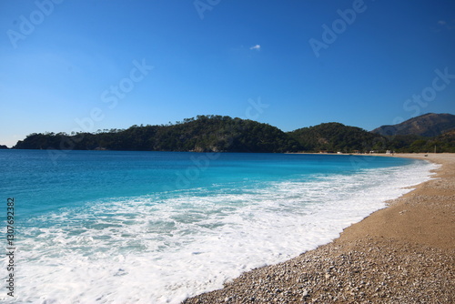 Fototapeta Naklejka Na Ścianę i Meble -  Fethiye Oludeniz Manzarasi - Landscape of Blue Lagoon Of Fethiye 