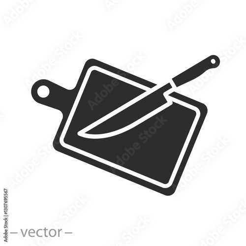 cooking desk cutting board icon, flat vector illustration