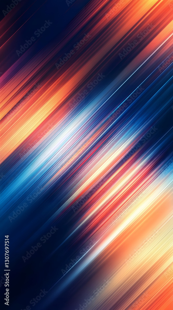 Obraz premium Dark blue gradient background with blurred stripes of red and orange 